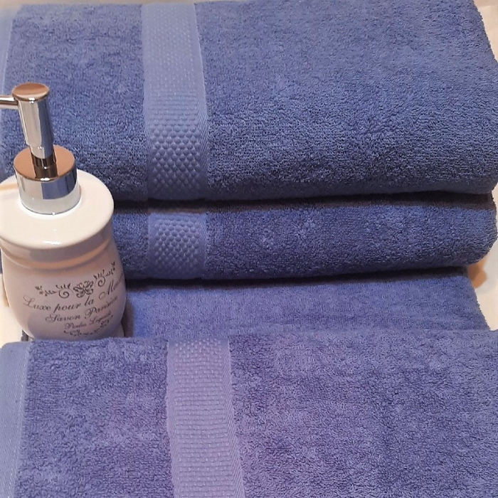 Set 3 prosoape de baie, bumbac 100%, 70x140 cm, 450 gr/mp, bleu inchis [4]