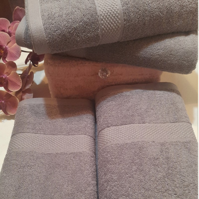 Set 4 prosoape de baie, bumbac 100%, 70x140 cm, 450 gr/mp, gri [5]