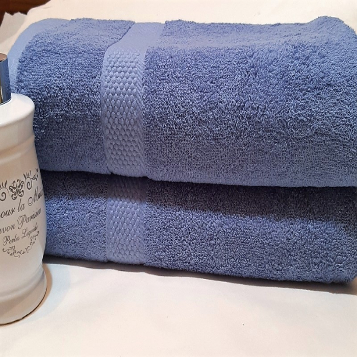 Set 4 prosoape mari de baie, bumbac 100%, 70x140 cm, 450 gr/mp, alb/bleu [5]