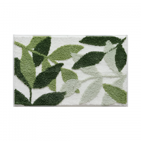 Covoras de baie, mediu, absorbant, antiderapant, design cu frunze verzi diferite nuante, 50x80 cm, Verde [6]