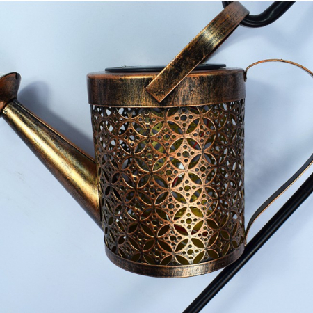 Decoratiune pentru exterior, lumini cu incarcare solara, model ceainic, agatatoare rezistenta, Aramiu Vintage [3]