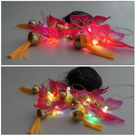 Decoratiune pentru exterior, lumini cu incarcare solara, model fluturi, agatatoare rezistenta, Multicolor [4]