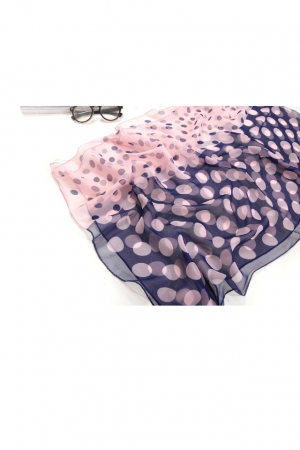 Esarfa dama mare, eleganta, voal, cu buline roz si bleumarine, Roz [3]