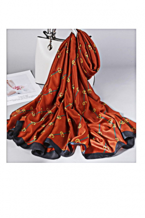 Esarfa dama, tip sal , mare, fond caramiziu, colorata, 90x180 cm [2]
