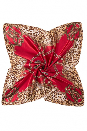 Esarfe - Esarfa dama, tip sal , mare, fond rosu, cu diverse forme, 90x90 cm