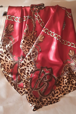 Esarfa dama, tip sal , mare, fond rosu, cu diverse forme, 90x90 cm [2]