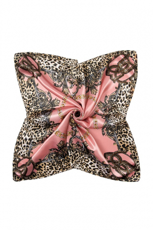 Esarfe - Esarfa dama, tip sal , mare, fond roz cu diverse forme, 90x90 cm