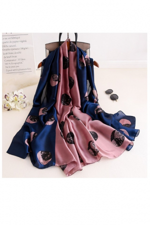 Esarfa dama, tip sal , mare, multicolora, bleumarine si roz, 90x180 cm [1]