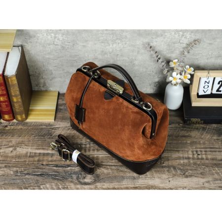 Geanta dama mare din piele intoarsa naturala, calitate superioara, sistem sigur de inchidere, maro [1]