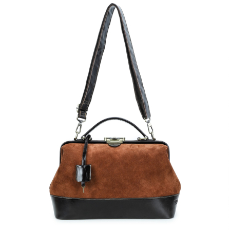Genti Piele Naturala - Geanta dama mare din piele intoarsa naturala, calitate superioara, sistem sigur de inchidere, maro