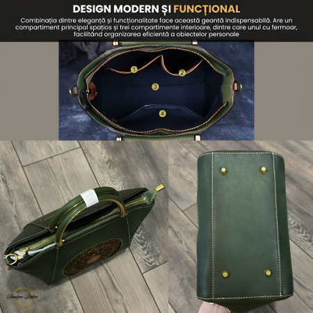 Geantă Damă Medie Verde Piele Naturală – Boutique Deluxe [6]