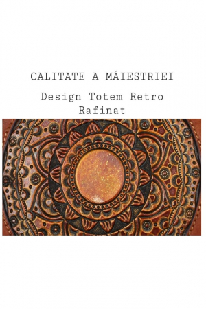 Geanta dama, marime medie, design modern, cu model in relief, piele naturala, 30x31x15cm, Maro [4]