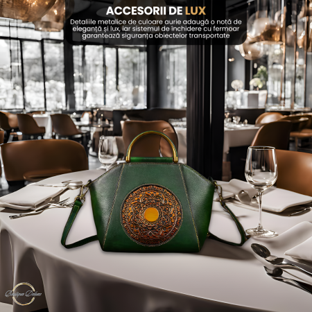 Geantă Damă Medie Verde Piele Naturală – Boutique Deluxe [1]