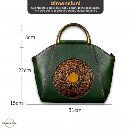 Geantă Damă Medie Verde Piele Naturală – Boutique Deluxe [3]