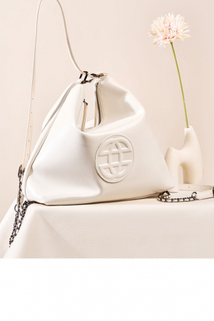 Geanta dama, medie, tote bag, cu model in relief, piele naturala, 30x35x15 cm, Alba [3]