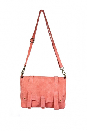 Genti dama - Geanta dama, piele intorsa naturala, roz somon, medie, Lucy Bags