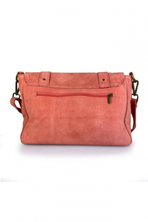 Geanta dama, piele intorsa naturala, roz somon, medie, Lucy Bags [2]