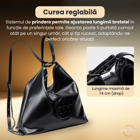 Geantă Damă Piele Naturală Neagră – Boutique Deluxe, Elegantă [5]