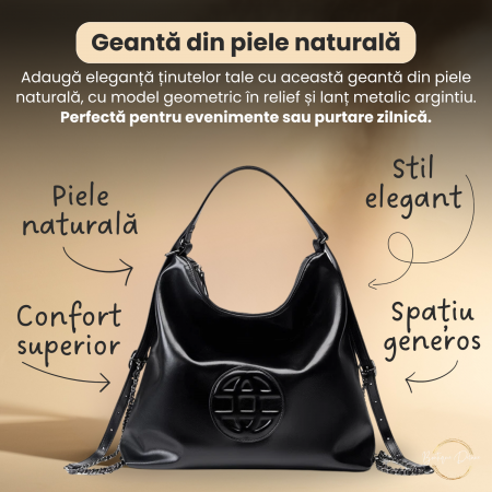 Geantă Damă Piele Naturală Neagră – Boutique Deluxe, Elegantă [1]