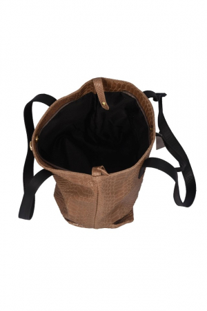 Geanta dama, piele naturala, maro camel, cu imprimeu, medie, Lucy Bags [3]