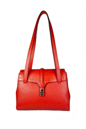 Genti dama - Geanta dama, piele naturala, rosie, medie, Lucy Bags