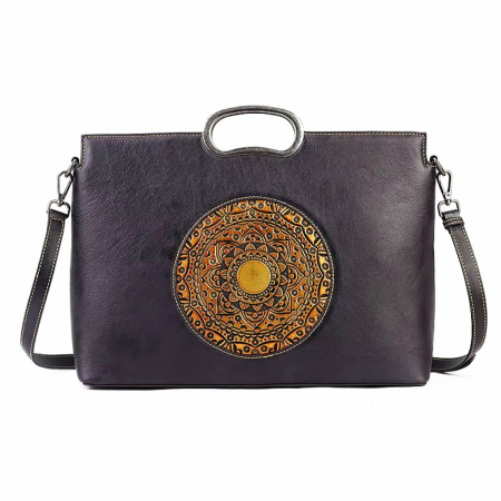 Genti Piele Naturala - Geanta De Dama Boutique Deluxe, Piele Naturala Manere Argintii, Buzunare Multiple, Spatiu Generos Versatilitate, Casual si Birou, Fermoar Sigur si Durabil, Gri Grafit