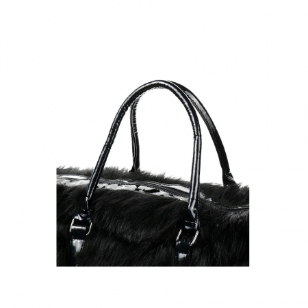 Geanta voiaj, piele ecologica lacuita, neagra, cu blanita, 43x33x23 cm [4]