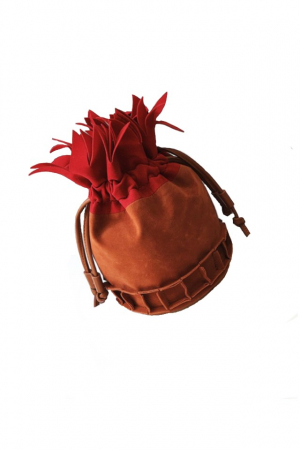 Genti dama - Gentuta dama, medie, stil corean, piele intoarsa ecologica premium, forma ananas, fond caramiziu