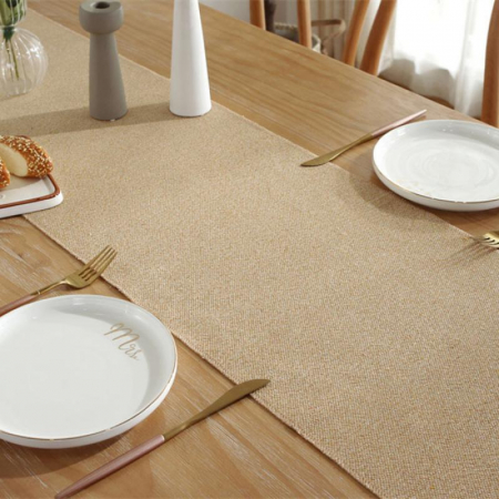 Napron elegant pentru masa, cu ciucuri, din bumbac si poliester, 32X180 cm, tesatura de calitate superioara, design clasic, Crem [1]