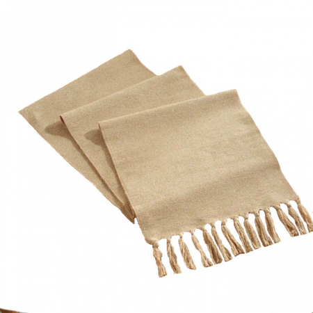 fete masa - Napron elegant pentru masa, cu ciucuri, din bumbac si poliester, 32X180 cm, tesatura de calitate superioara, design clasic, Crem