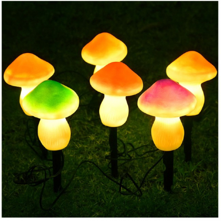 Pachet 3 lampi solare LED, de exterior , model ciupercuta, 3 culori, lumina calda portocalie [3]