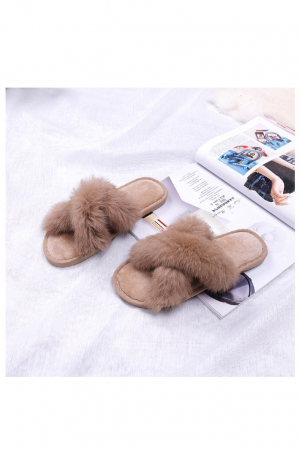 Papuci dama , cu blanita maro deschis, marime 38 [1]