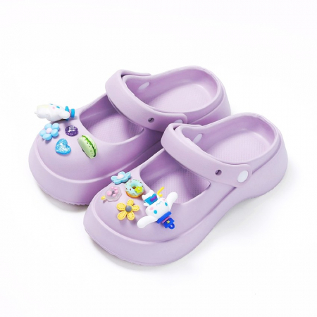 Papuci dama - Papuci dama plastic cu aplicatii haioase si colorate, talpa inalta si antialunecare, 37 EU, Mov