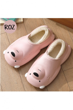 Papuci imblaniti impermeabili si caldurosi Bear, pentru femei, forma ursulet, marime 37 EU, Roz [4]