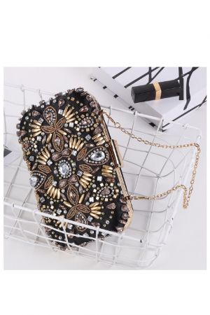 Gentuta mica dama, eleganta, cu pietre multicolore, clutch, 155x90x40mm [1]