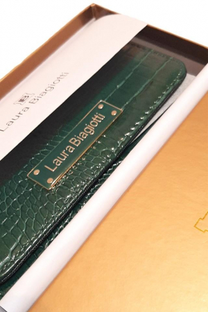 Portofel dama, Laura Biagiotti, piele ecologica premium, animal friendly, 18x10x3 cm, verde, multiple sloturi si compartimente, fabricat in Italia [1]