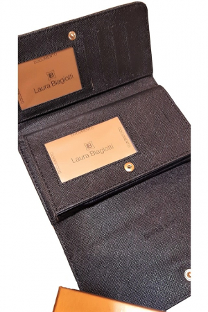 Portofel dama, Laura Biagiotti, piele ecologica premium, animal friendly, 18x10x3 cm, verde, multiple sloturi si compartimente, fabricat in Italia [4]