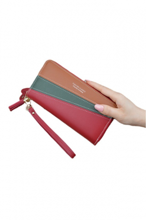 Portofel dama, mare, Fashion Classic, cu bareta, piele ecologica premium, rosu [2]