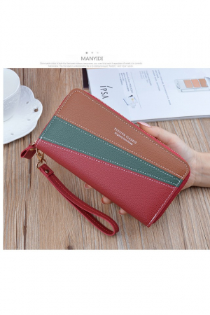 Portofel dama, mare, Fashion Classic, cu bareta, piele ecologica premium, rosu [4]