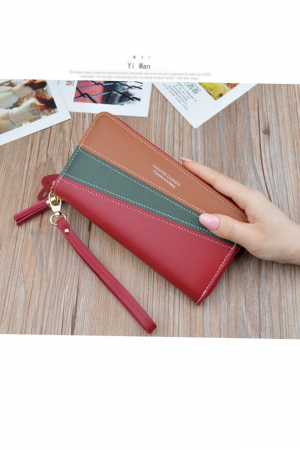 Portofel dama, mare, Fashion Classic, cu bareta, piele ecologica premium, rosu [3]