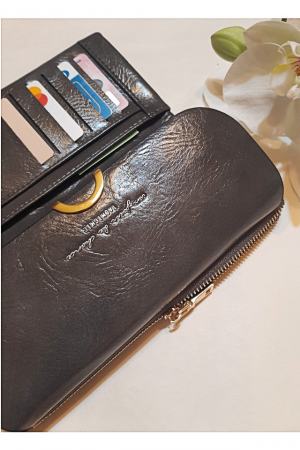 Portofel dama, mare, Taomicmic, piele ecologica premium, cu capsa, gri [4]