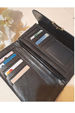 Portofel dama, mare, Taomicmic, piele ecologica premium, cu capsa, gri [2]