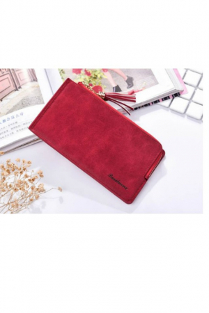 Portofel dama, mediu, Banabanma, piele ecologica premium, cu snur si fermoar, rosu [2]