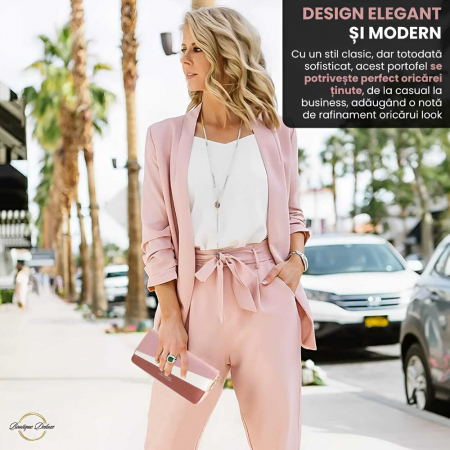Portofel Elegant Femei Boutique Deluxe Fashion Classic, Piele Ecologica, Compartimente Multiple pentru Telefon, Carduri, Bani, Organizare Eficienta, Roz Deschis [3]