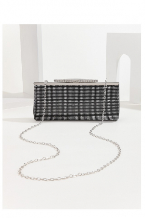 Poseta dama eleganta, argintiu cu negru, 225x50x100mm [3]