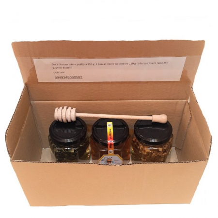 SET : 1 Borcan miere poliflora 250 g, 1 Borcan miere cu seminte 250 g, 1 Borcan miere nuca 250 g, Show Bazzz !!! [3]