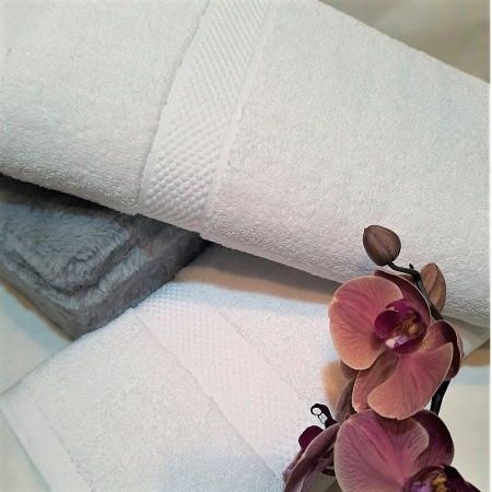 Set 2 prosoape de baie, bumbac 100%, 70x140 cm, 450 gr/mp, alb [1]