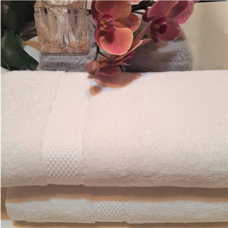 Set 2 prosoape de baie, bumbac 100%, 70x140 cm, 450 gr/mp, alb [3]