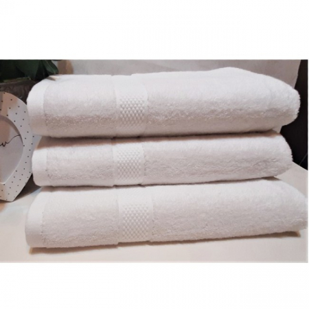 Set 3 prosoape de baie, bumbac 100%, 70x140 cm, 450 gr/mp, alb [2]
