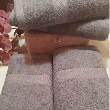 Set 4 prosoape de baie, bumbac 100%, 70x140 cm, 450 gr/mp, gri [4]